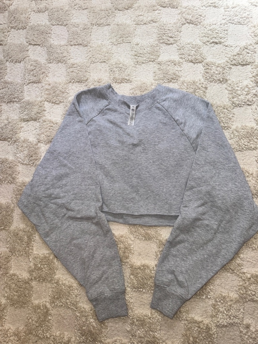 ALO Yoga Heather Gray Cropped Sweatshirt | Size: XS